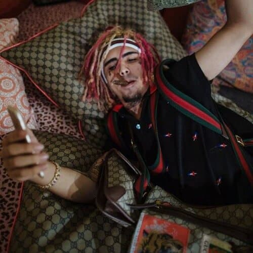 Rapper lil pump in a full gucci outfit