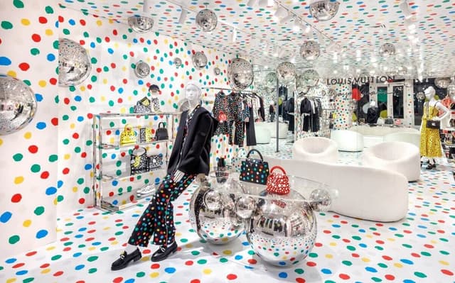 Louis Vuitton stores covered in infinity dots